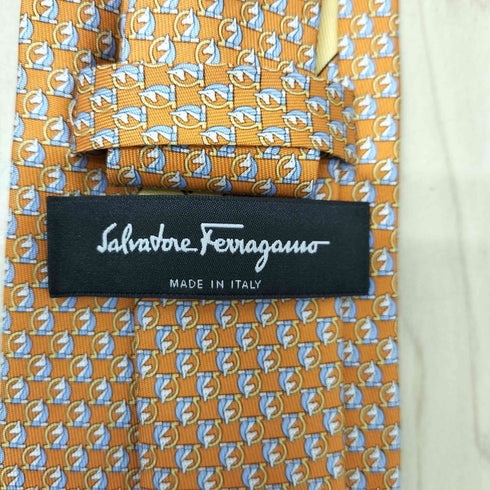 サルヴァトーレフェラガモ Salvatore Ferragamo イタリア製 総柄 シルク ネクタイ メンズ
