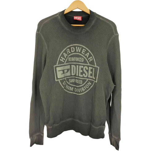 ディーゼル DIESEL S-GINAFY ガーメントダイ サークル ロゴ ワッフル サーマル スウェット メンズ import:M