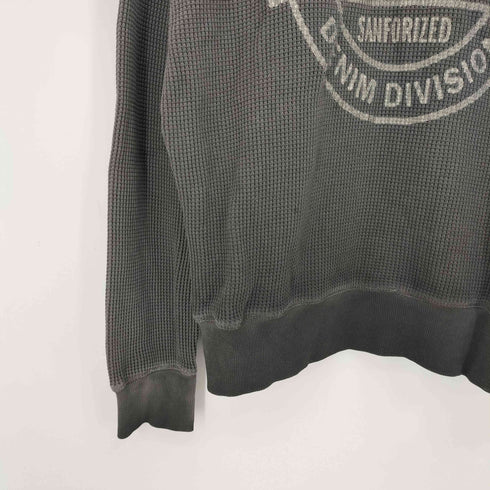 ディーゼル DIESEL S-GINAFY ガーメントダイ サークル ロゴ ワッフル サーマル スウェット メンズ import:M