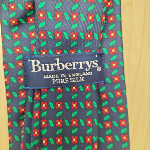 バーバリーズ BURBERRYS 英国製 PURE SILK 花柄 シルク ネクタイ メンズ