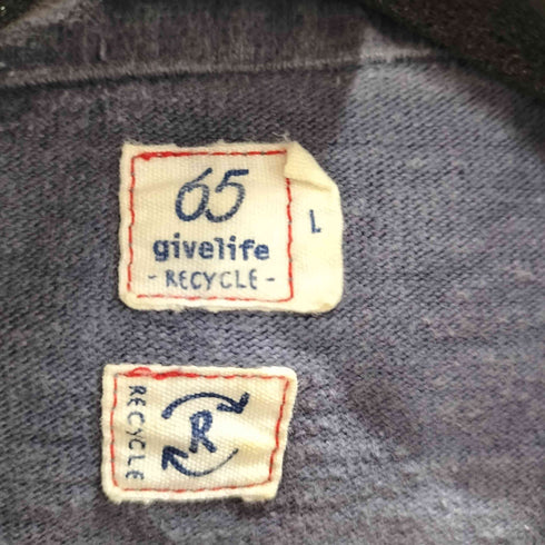 65 givelife リサイクル コットン ハーフジップ L/S ポロ カットソー ロンT メンズ JPN:L