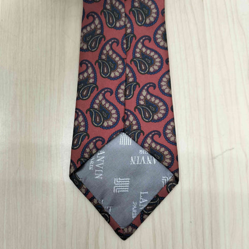ランバン パリ LANVIN PARIS イタリア製 ペイズリー柄 総柄 シルク ネクタイ メンズ
