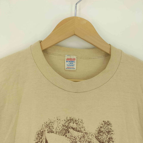 ジャージーズ JERZEES 80S USA製 DOX RUN INN 鹿 家 木 プリント ポリコットン S/S クルーネック Tシャツ メンズ import:L