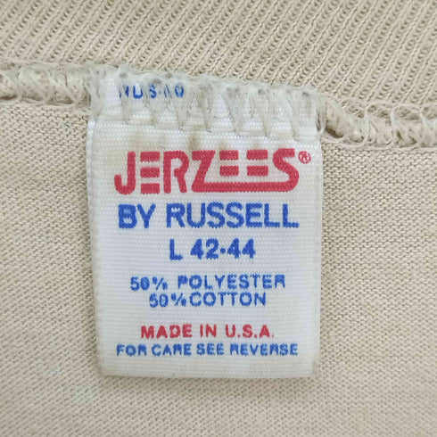 ジャージーズ JERZEES 80S USA製 DOX RUN INN 鹿 家 木 プリント ポリコットン S/S クルーネック Tシャツ メンズ import:L