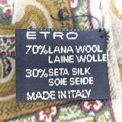 エトロ ETRO イタリア製 ウール シルク ペイズリー柄 大判 スカーフ レディース