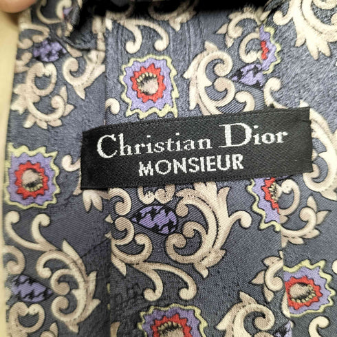 クリスチャンディオール Christian Dior MONSIEUR 花柄 総柄 シルク ネクタイ メンズ