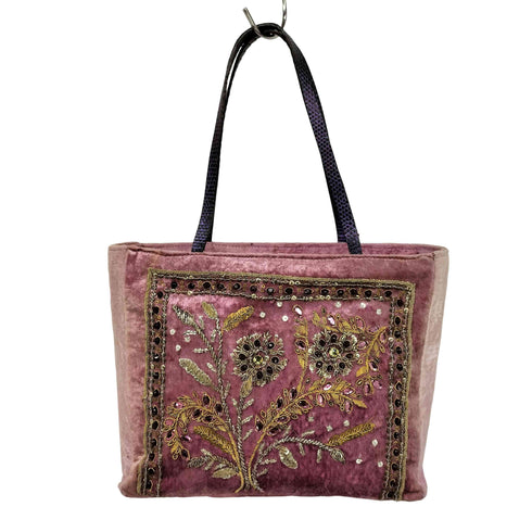 エトロ ETRO フラワー 刺繍 ビーズ ベロア ハンドバッグ レディース