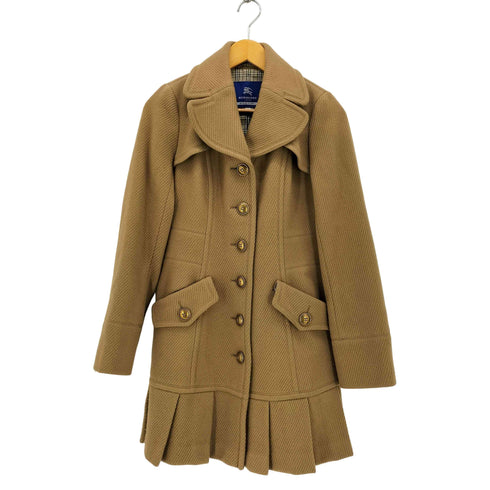 バーバリーブルーレーベル BURBERRY BLUE LABEL 裏地チェック 金ボタン ウール チェスター コート レディース EUR:38