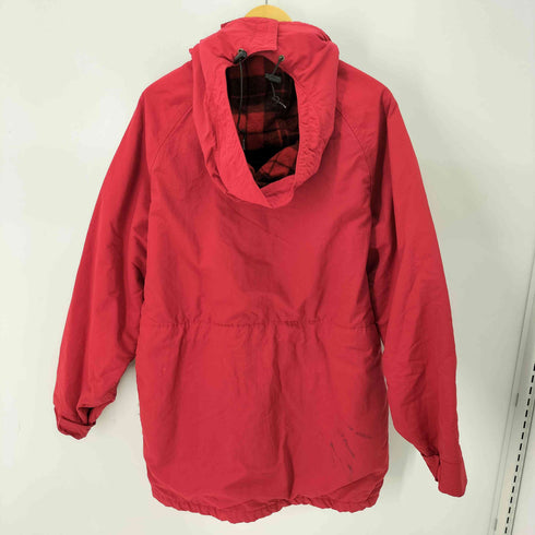 ランズエンド LANDS END 90S USA製 裏地チェック ジップアップ フーデッド ナイロン マウンテン ジャケット メンズ import:M