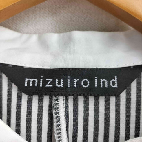 ミズイロインド mizuiro ind バンドカラー ストライプ シャツワンピース レディース