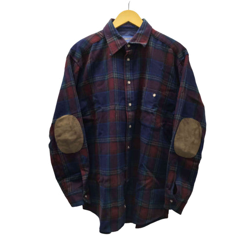 ペンドルトン PENDLETON USA製 タータンチェック L/S PURE VIRGIN WOOL ウール ネルシャツ レザー エルボーパッチ メンズ import:M