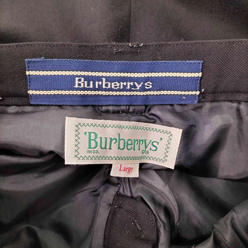 バーバリーズ BURBERRYS ホース刺繍 2タック ウール テーパード ワイド スラックス パンツ レディース L
