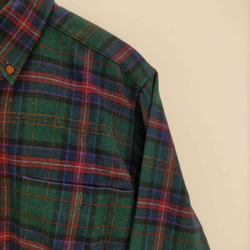 ペンドルトン PENDLETON LOBO 70S USA製 タータンチェック L/S PURE VIRGIN WOOL ウール ネルシャツ メンズ import:M
