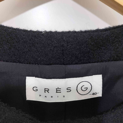 GRES paris アルパカ混 2B ノーカラージャケット レディース FR:40