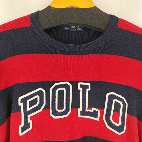ポロラルフローレン POLO RALPH LAUREN ロゴ刺繍 ボーダー クルーネックセーター レディース import:L