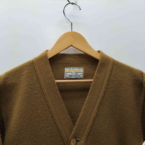 70S BRISTOL PRODUCTS USA製 DSW ワッペン アクリル ニット レタード カーディガン ロングリブ メンズ US:38