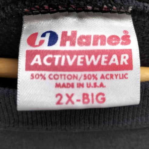 80S Hanes ボディ ACTIVEWEAR USA製 コットン アクリル ラグランスリーブ ブランク スウェット メンズ 2X-BIG