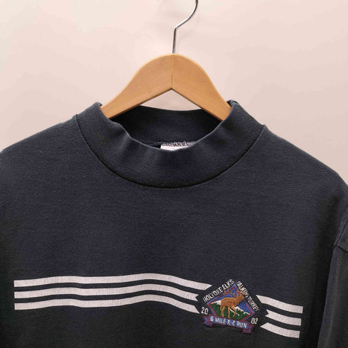 anvil COTTON DELUXE ボディ ヘラジカ アニマル刺繍 ボーダー スウェット メンズ import:L