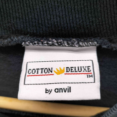 anvil COTTON DELUXE ボディ ヘラジカ アニマル刺繍 ボーダー スウェット メンズ import:L