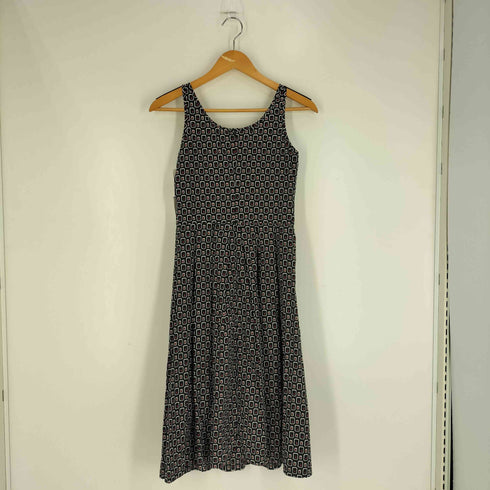 アニエスベー agnes b. PARIS フランス製 総柄 タック入り コットン ノースリーブワンピース レディース FR:36