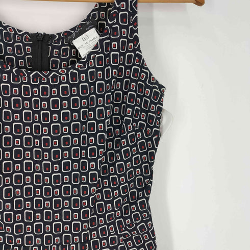 アニエスベー agnes b. PARIS フランス製 総柄 タック入り コットン ノースリーブワンピース レディース FR:36