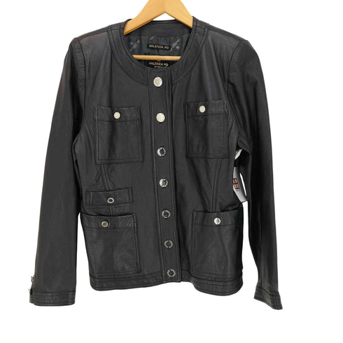 バレンザポースポーツ VALENZA PO SPORTS ノーカラー レザージャケット レディース 40