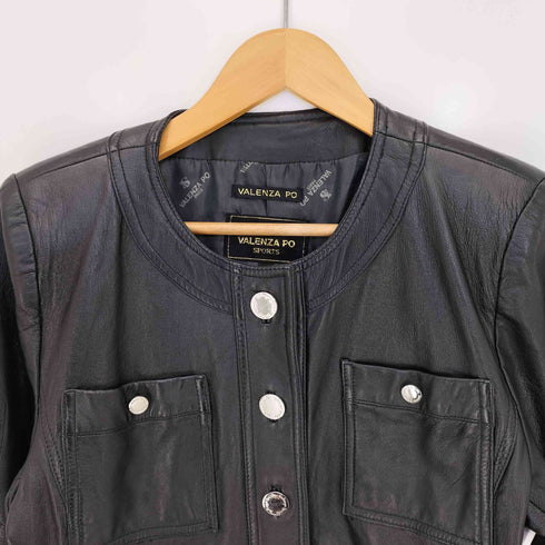 バレンザポースポーツ VALENZA PO SPORTS ノーカラー レザージャケット レディース 40
