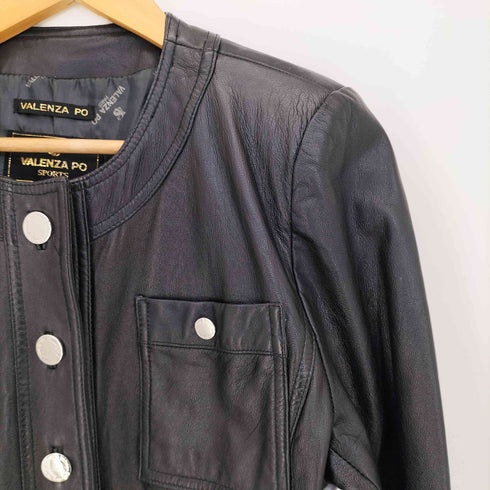 バレンザポースポーツ VALENZA PO SPORTS ノーカラー レザージャケット レディース 40