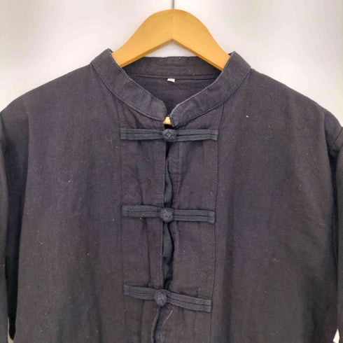 80-90s ブラック チャイナシャツ メンズ 48