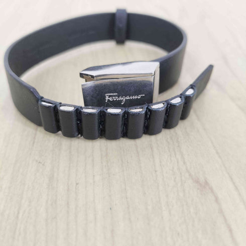サルヴァトーレフェラガモ Salvatore Ferragamo ロゴプレートレザーブレスレット メンズ