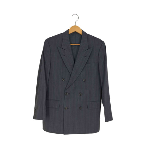 アクアスキュータム AQUASCUTUM イングランド製 ストライプ ダブルテーラードジャケット メンズ