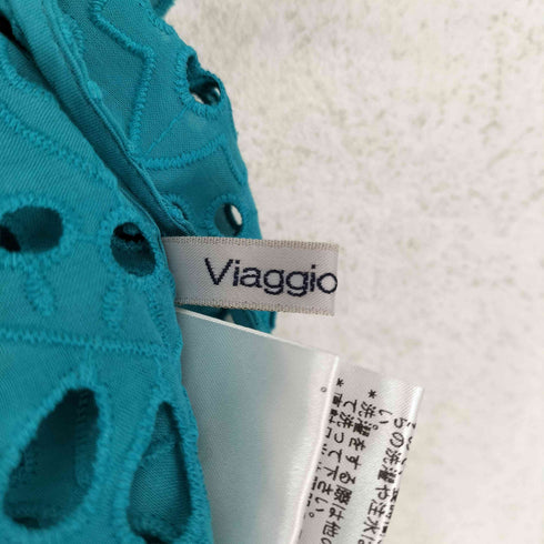 ビアッジョブルー Viaggio Blu コットンレース刺繍袖ラッフルブラウス レディース 2