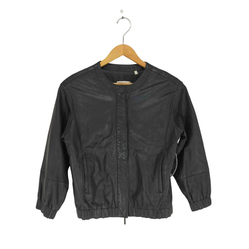 ヴィンス VINCE lamb leather ラムレザー比翼ノーカラージャケット レディース XS