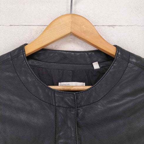 ヴィンス VINCE lamb leather ラムレザー比翼ノーカラージャケット レディース XS