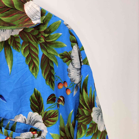 V.H.O フラワー ハイビスカス 総柄 開襟 オープンカラー S/S ボックス アロハ シャツ ビックサイズ メンズ XXL