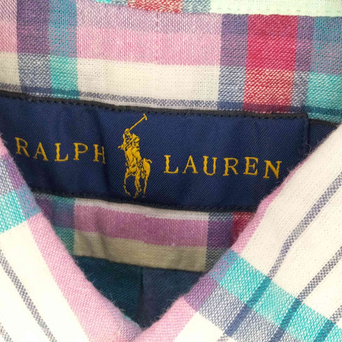 ラルフローレン RALPH LAUREN INDIAN MADRAS インドコットン マドラスチェック BDシャツ メンズ import:L