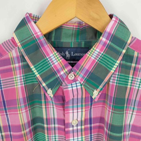 ラルフローレン RALPH LAUREN CLASSIC FIT スモールポニー刺繍 マドラスチェック BDシャツ メンズ import:L