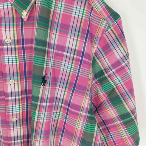 ラルフローレン RALPH LAUREN CLASSIC FIT スモールポニー刺繍 マドラスチェック BDシャツ メンズ import:L