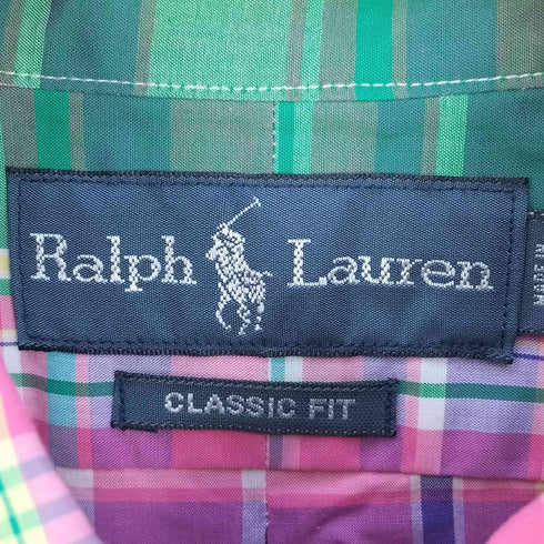ラルフローレン RALPH LAUREN CLASSIC FIT スモールポニー刺繍 マドラスチェック BDシャツ メンズ import:L
