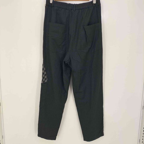 zakasnio ストライプ チェック切替 ベルト付き 2タック パンツ メンズ JPN:L