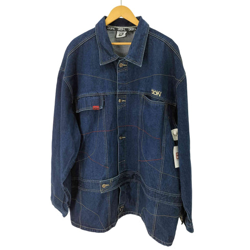 VINTAGE DON ロシア製 アウトステッチワーク デニム ジャケット カバーオール メンズ 3XL