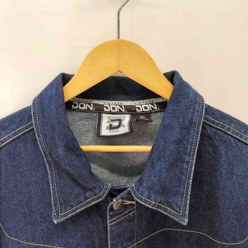 VINTAGE DON ロシア製 アウトステッチワーク デニム ジャケット カバーオール メンズ 3XL