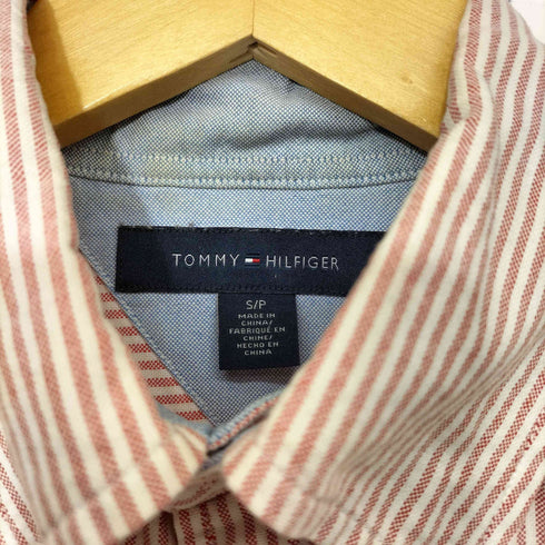 トミーヒルフィガー TOMMY HILFIGER ストライプ柄 ロゴ刺繍 ショートスリーブボタンダウンシャツ メンズ import:S