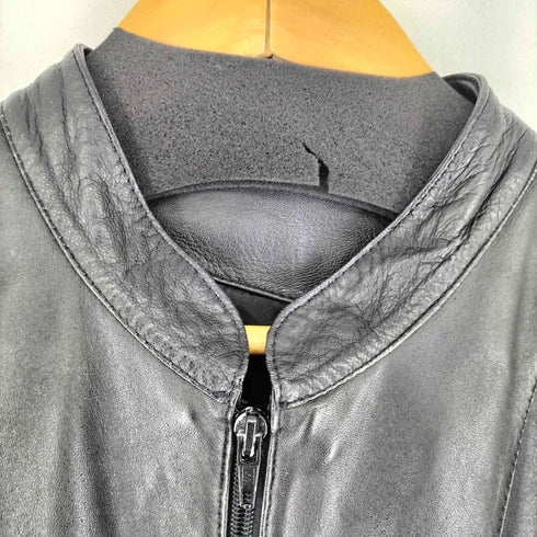 ノーカラー レザージャケット メンズ