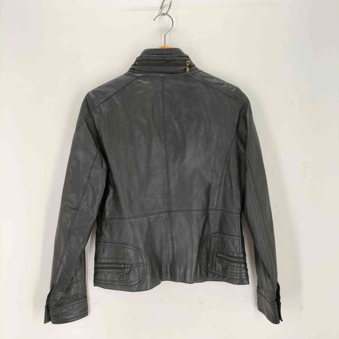 ジップアップラムレザージャケット レディース 66