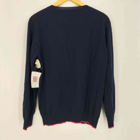 バーバリーブラックレーベル BURBERRY BLACK LABEL ロゴ刺繍 ウール Vネック カーディガン メンズ JPN:3