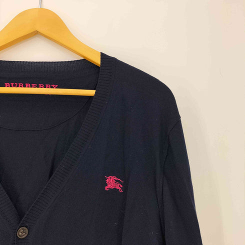 バーバリーブラックレーベル BURBERRY BLACK LABEL ロゴ刺繍 ウール Vネック カーディガン メンズ JPN:3
