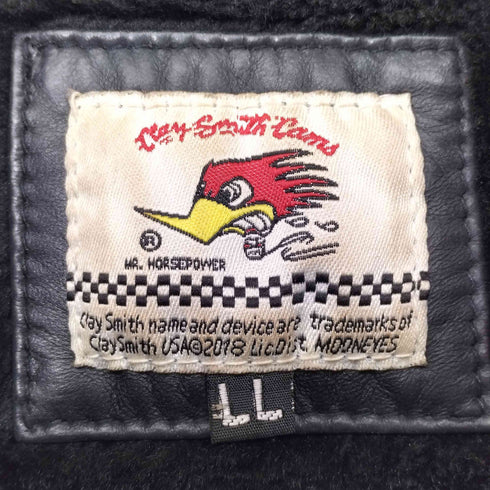 CLAY SMITH ロゴ刺繍 オール シープレザー ボアライナー ダウン ジャケット メンズ JPN:XL