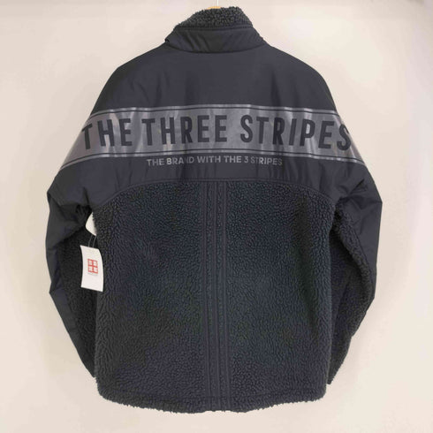 アディダス adidas WORD ボアジャケット フリースボアジャケット THE TRHEE STRIPESロゴ ワーディング オーバーサイズド ボア フルジップ ジャケット メンズ JPN:S