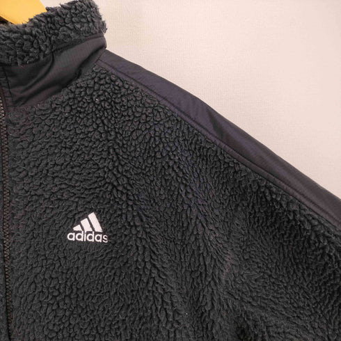 アディダス adidas WORD ボアジャケット フリースボアジャケット THE TRHEE STRIPESロゴ ワーディング オーバーサイズド ボア フルジップ ジャケット メンズ JPN:S